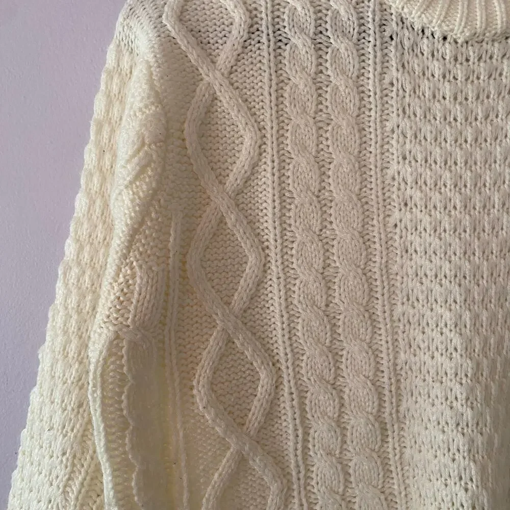 Jockey Sportswear White Cream Cableknit Fishermen Sweater Men's size Medium